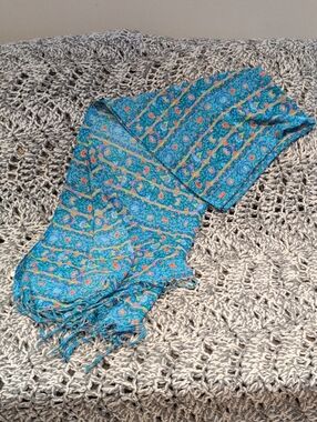 Aerie Boho Floral Scarf ๐ฟ Turquoise Print | Cottagecore Indie Festival